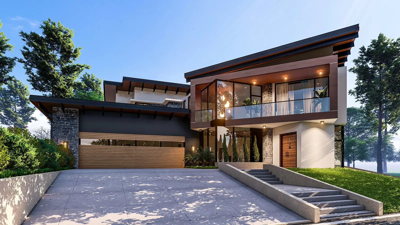 6 Bedroom Modern home - Front View Rendering